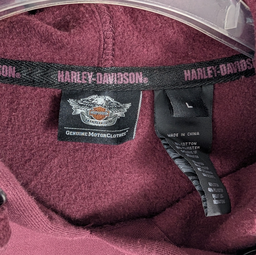Vintage Y2K Harley Davidson Embroidered Hoodie - Large - Picture 3 of 6